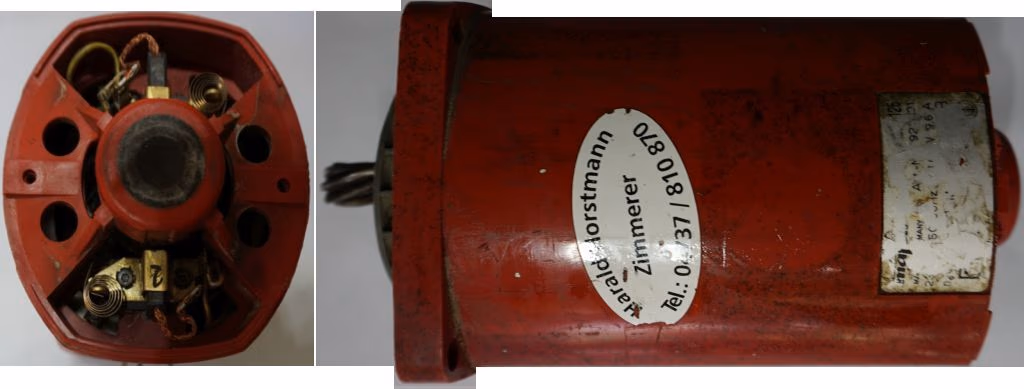 Einphasen Kollektor Motoren, 230 V Netz, spezelle Handkreissäge Reparatur, auch die kleinen Statoren zum Beispiel von Elektrowerkzeugen, im Bild ein kleiner spezielle Kreissägemotor