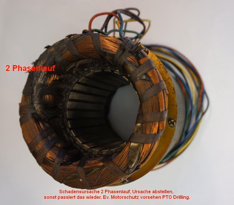 D Mot Drehstrommotor 1 Drehzahl Elektromotoren Problemlösung leicht schwierig innen nicht außen (im Bild der defekte innen Spezialmotor) die Lösung umwickeln in H